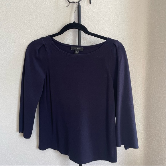 BUNDLE of three Ann Taylor and Banana Republic navy blouses - Picture 4 of 7